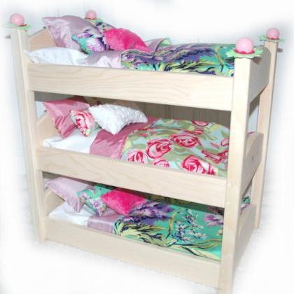 Triple Doll Bunk Bed - Lilac Garden American Made..