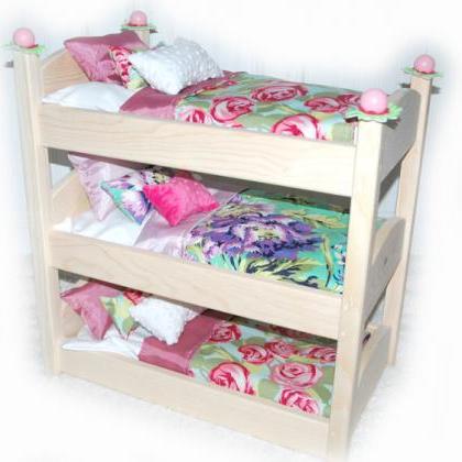 Triple Doll Bunk Bed - Rose Garden American Made..