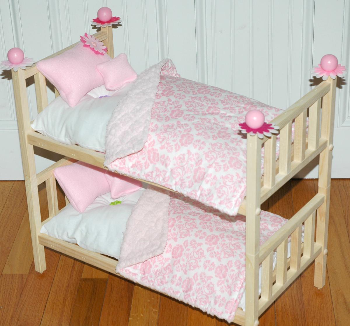 American Girl Doll Bed - Doll Bunk Bed Perfectly Pink - Fits American Girl Doll And 18 Inch Dolls